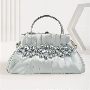 Women's Metallic Hasp Closure Rhinestone Trendy Evening Handbags