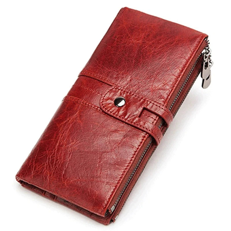 Men's Genuine Leather Hasp Closure Solid Pattern Trendy Wallets