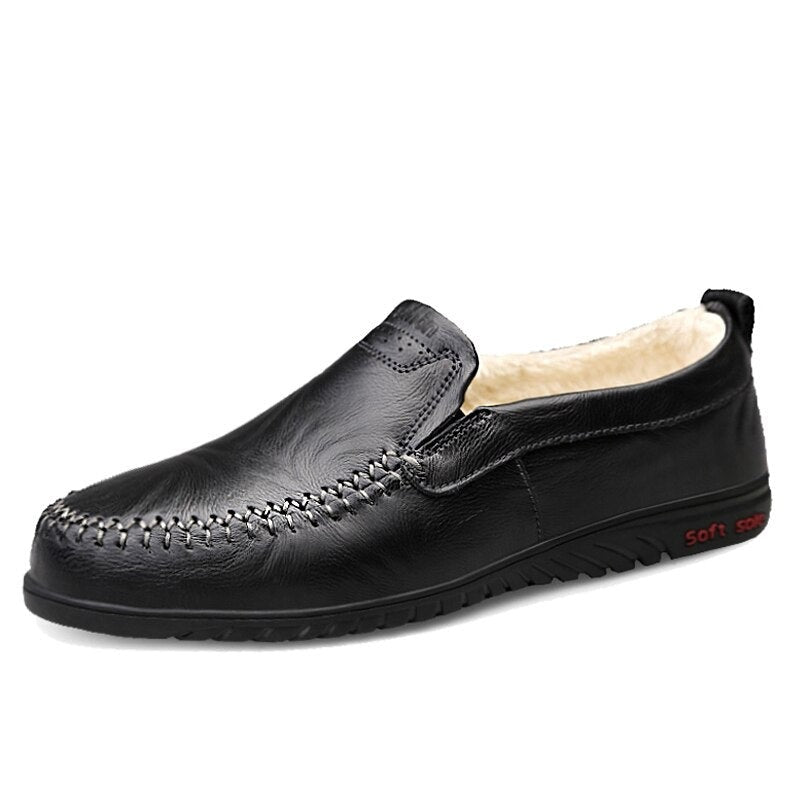 Men's Genuine Leather Round Toe Slip-On Closure Casual Wear Shoes