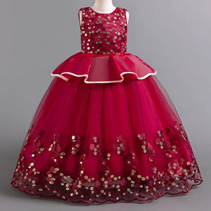 Kid's Girl Polyester O-Neck Sleeveless Sequined Princess Dress