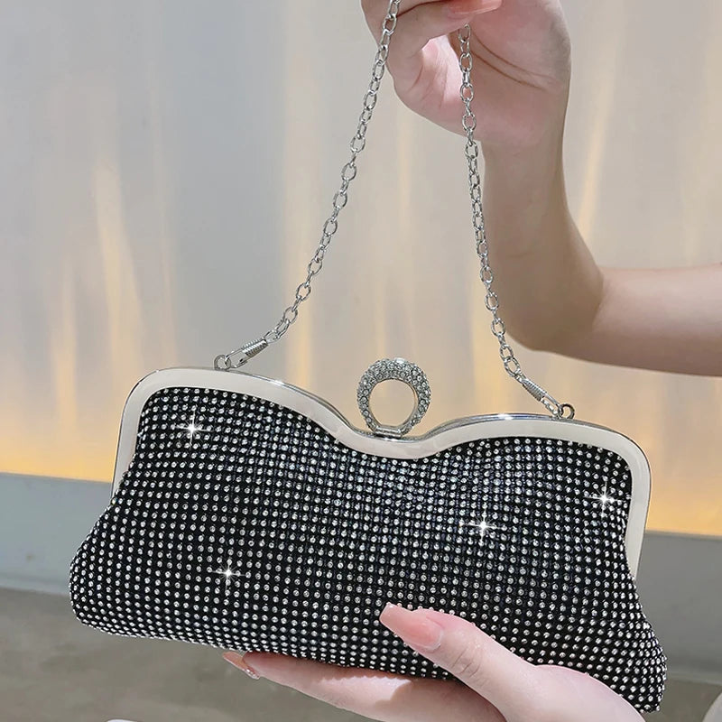 Women's Microfiber Hasp Closure Sequined Classic Wedding Clutch