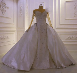 Women's Sweetheart Neck Long Sleeves Court Train Wedding Dress