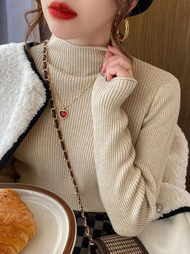 Women's Acrylic Turtleneck Full Sleeves Knitted Pullover Sweater