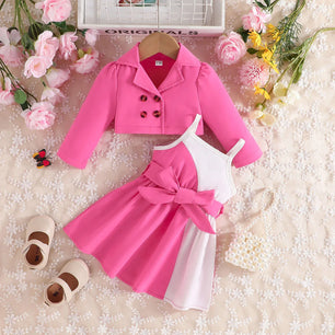 Baby Girl's Polyester Long Sleeves Solid Pattern Trendy Dress