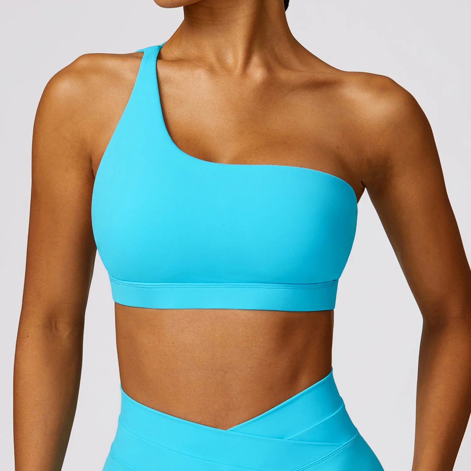 Women's Nylon One Shoulder Fitness Yoga Sport Workout Crop Top