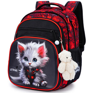 Kid's Nylon Zipper Closure Cartoon Waterproof School Backpack