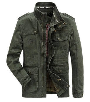 Men's Cotton Stand Collar Full Sleeves Zipper Closure Jacket