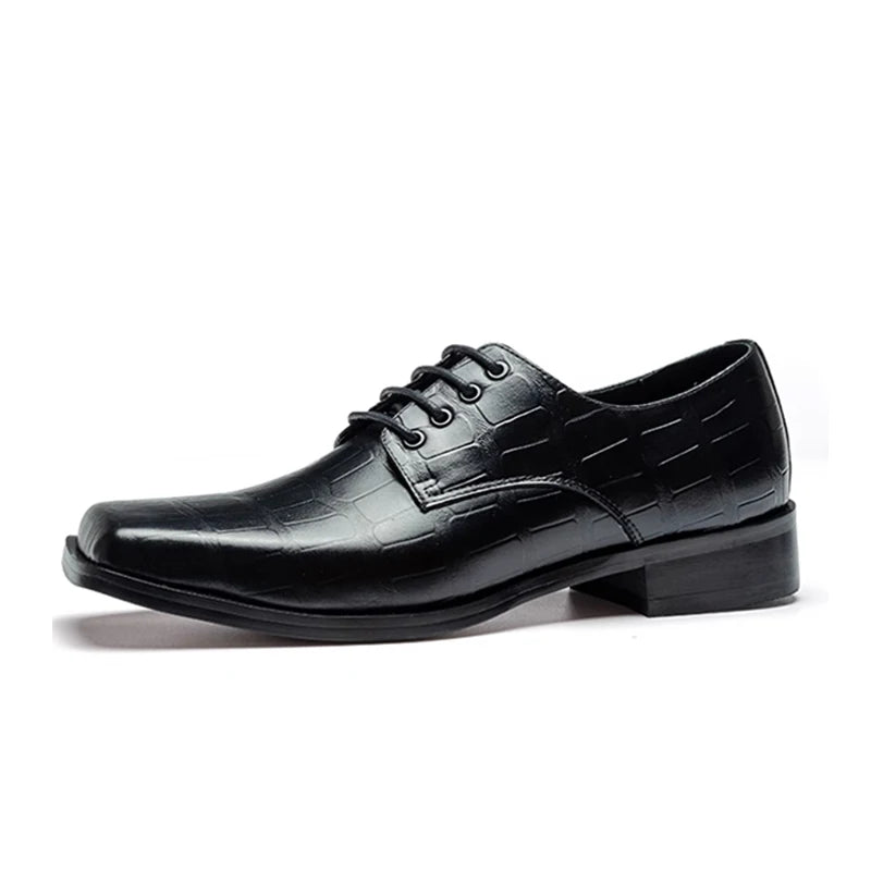 Men's Genuine Leather Square Toe Lace-Up Closure Formal Shoes