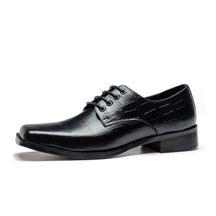 Men's Genuine Leather Square Toe Lace-up Closure Formal Shoes