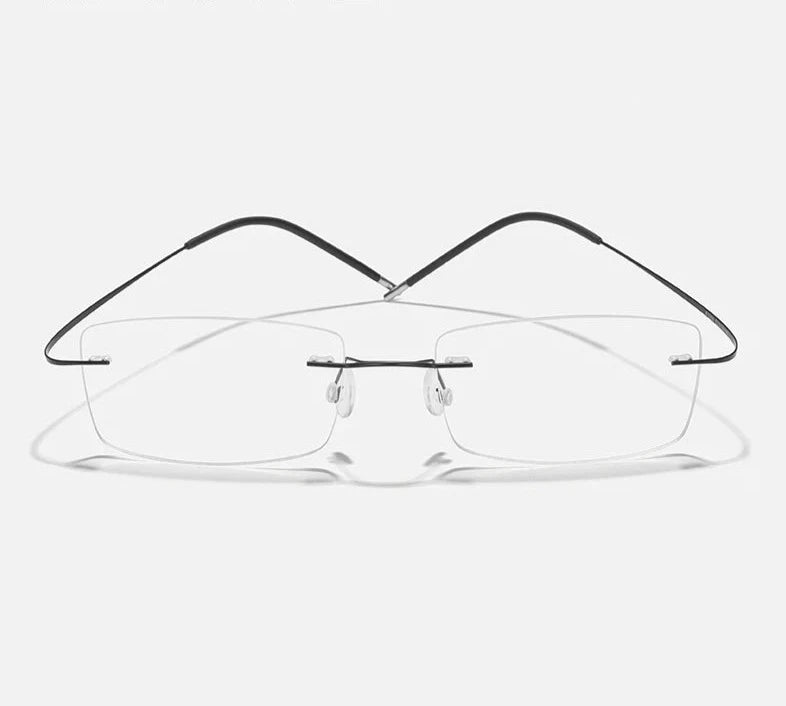 Men's Titanium Frame Rimless Rectangle Shaped Optical Glasses