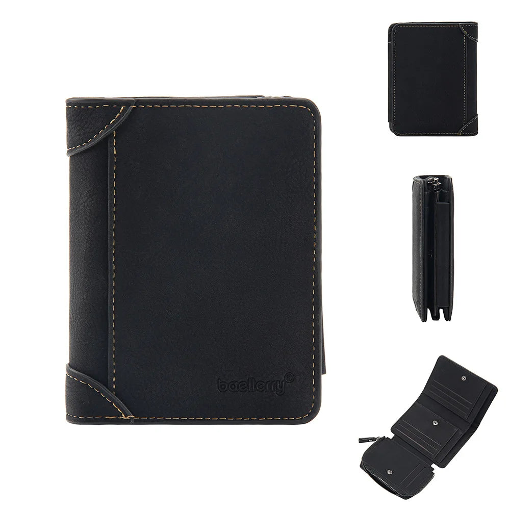 Men's PU Leather Letter Pattern Card Holder Trendy Coin Wallets