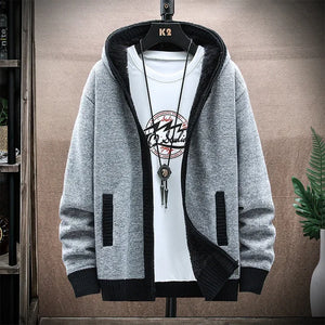 Men's Wool Full Sleeves Zipper Closure Hooded Casual Sweater