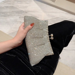 Women's Polyester Hasp Closure Rhinestone Bridal Wedding Clutch