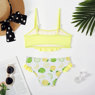 Kid's Polyester Printed Pattern Two-Piece Trendy Swimwear Suit