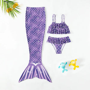 Kid's Polyester Square-Neck Printed Pattern Trendy Swimwear Suit