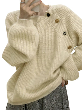 Women's Polyester O-Neck Full Sleeves Solid Pattern Sweater