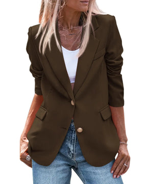 Women's Notched Collar Long Sleeve Single Breasted Casual Blazer