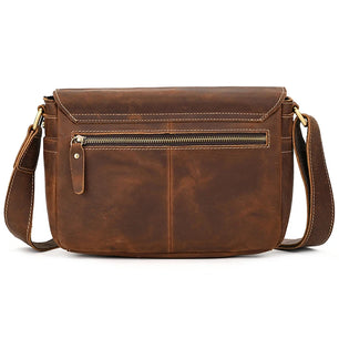 Men's Genuine Leather Solid Pattern Crossbody Casual Shoulder Bag