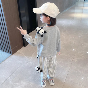 Kid's Cotton Long Sleeve Pullover Closure Striped Pattern Clothes