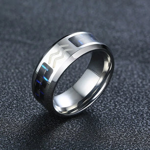 Men's Metal Stainless Steel Trendy Round Pattern Wedding Ring