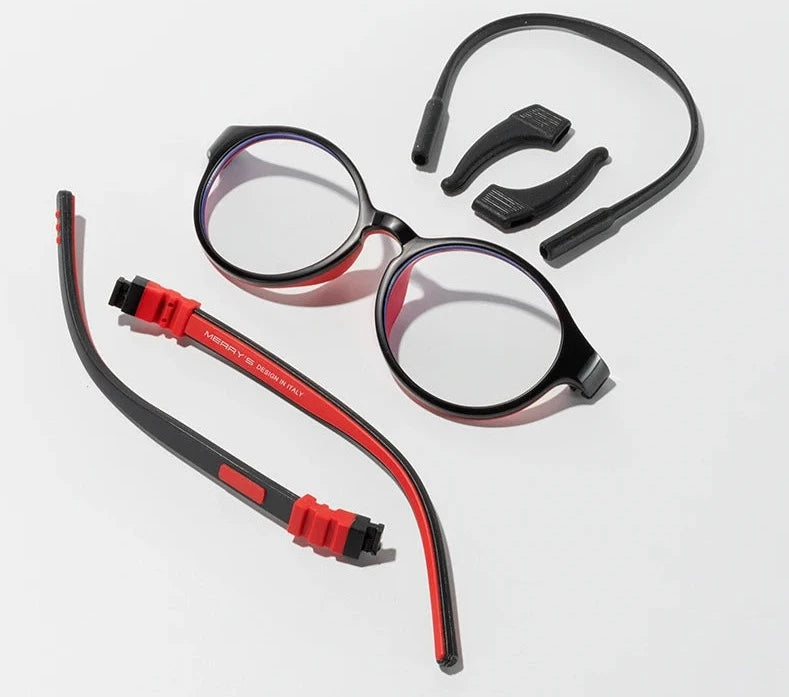 Kid's Plastic Titanium Frame Round Shaped Flexible Optical Glasses