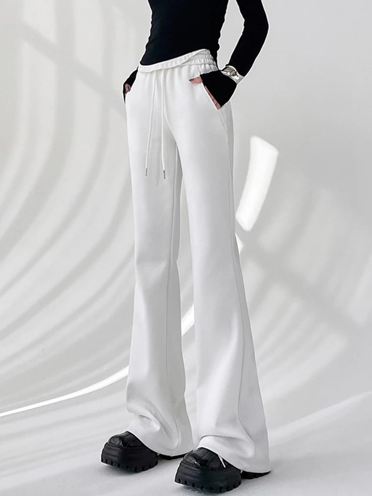 Women's Polyester Elastic Closure High Waist Casual Wear Trousers