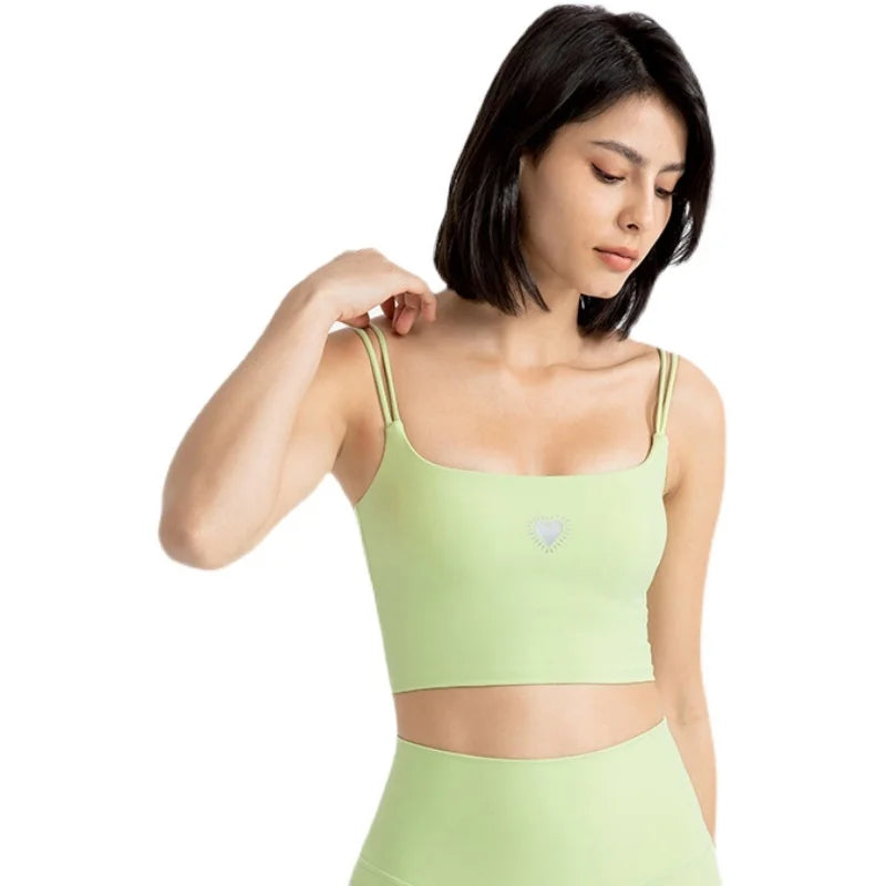 Women's Nylon Sleeveless Shockproof Sexy Yoga Workout Crop Top