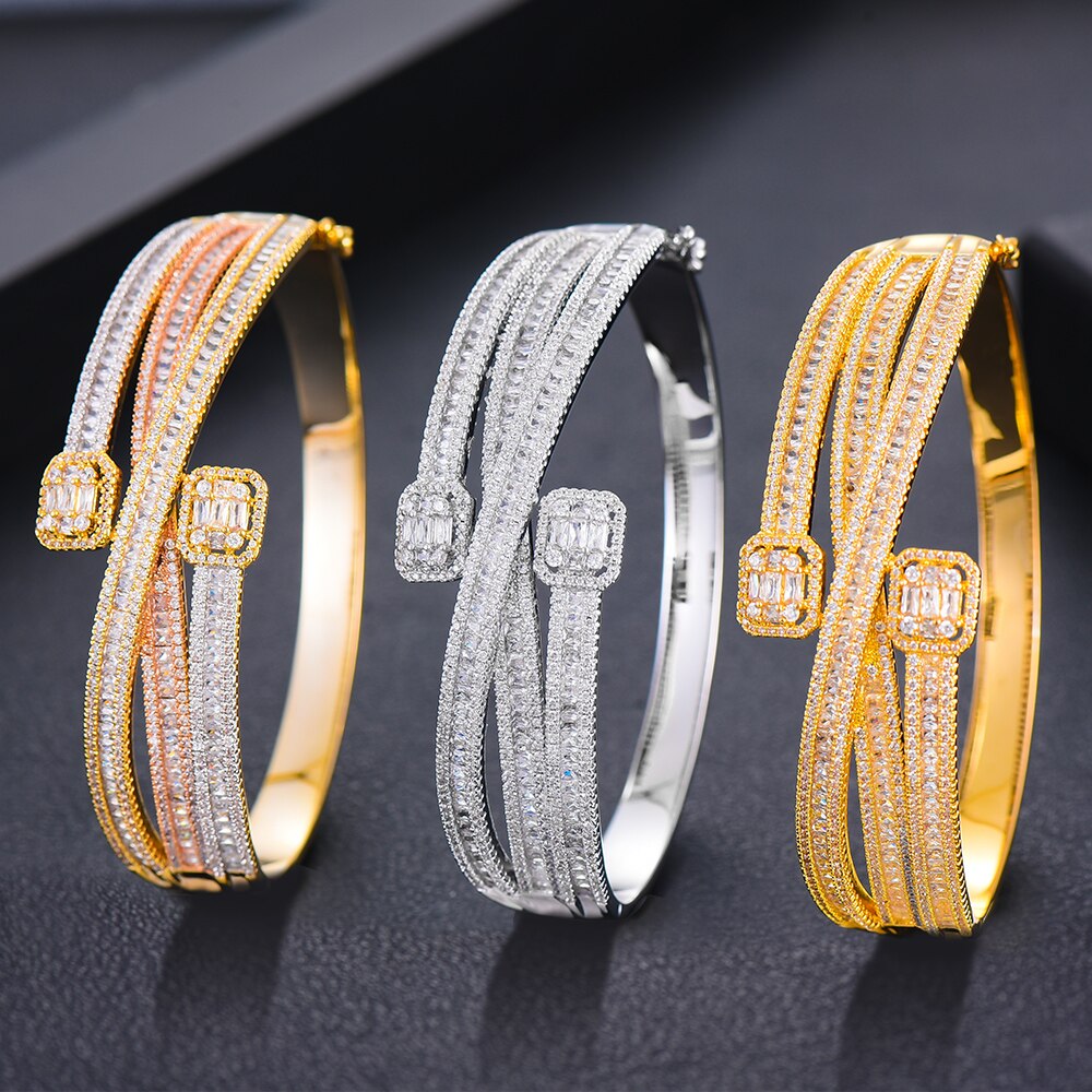 Women's Copper Cubic Zirconia Trendy Bridal Bangle With Ring