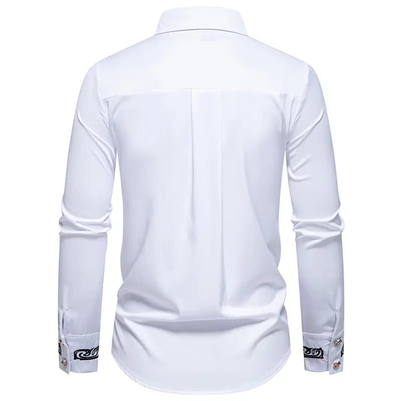 Men's Polyester Turndown Collar Full Sleeve Single Breasted Shirts