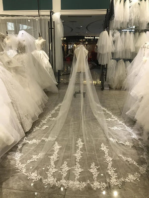 Women's Polyester Lace Edge One-Layer Long Bridal Wedding Veils