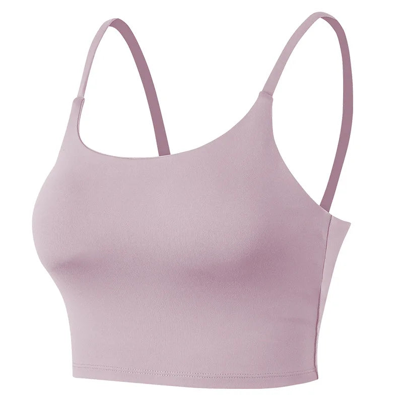 Women's Nylon Square-Neck Sleeveless Push Up Yoga Workout Top