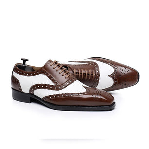 Men's Genuine Leather Square Toe Lace-up Closure Formal Shoes