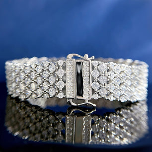 Women's 100% 925 Sterling Silver Moissanite Geometric Bracelet