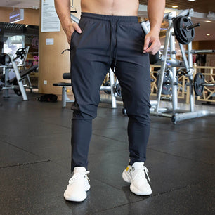 Men's Polyester Drawstring Closure Fitness Gymwear Trousers