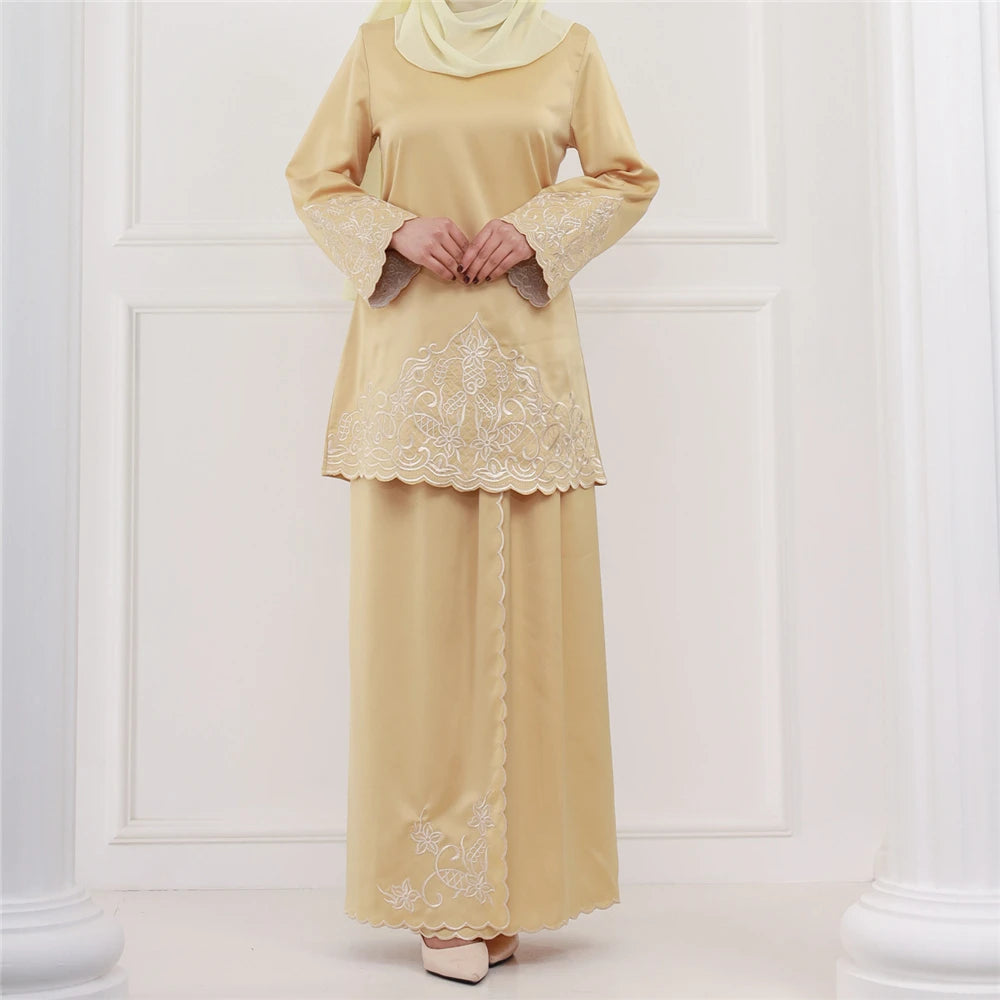 Women's Arabian Polyester Full Sleeve Embroidery Pattern Casual Dress