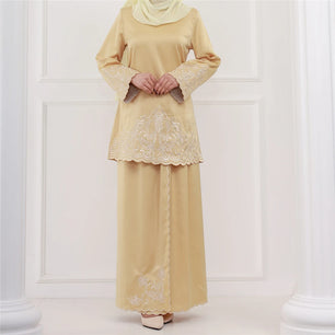 Women's Arabian Polyester Full Sleeve Embroidery Pattern Casual Dress