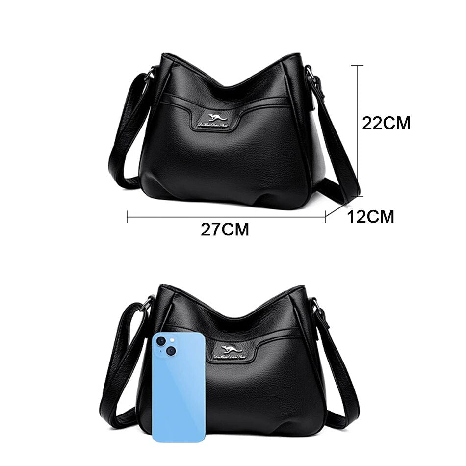 Women's PU Leather Solid Pattern Zipper Closure Shoulder Bag