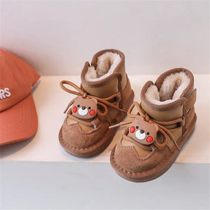 Kid's Leather Round Toe Non-Slip Cartoon Pattern Casual Shoes