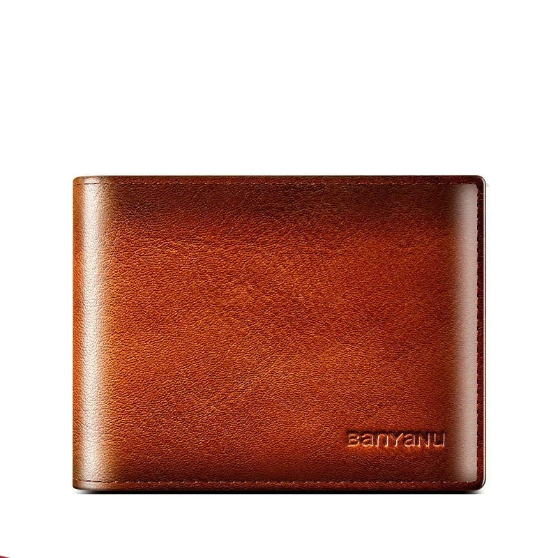 Men's Genuine Leather Letter Pattern Casual Card Holder Wallet