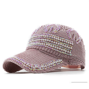 Women's Cotton Rhinestone Pattern Casual Wear Baseball Caps