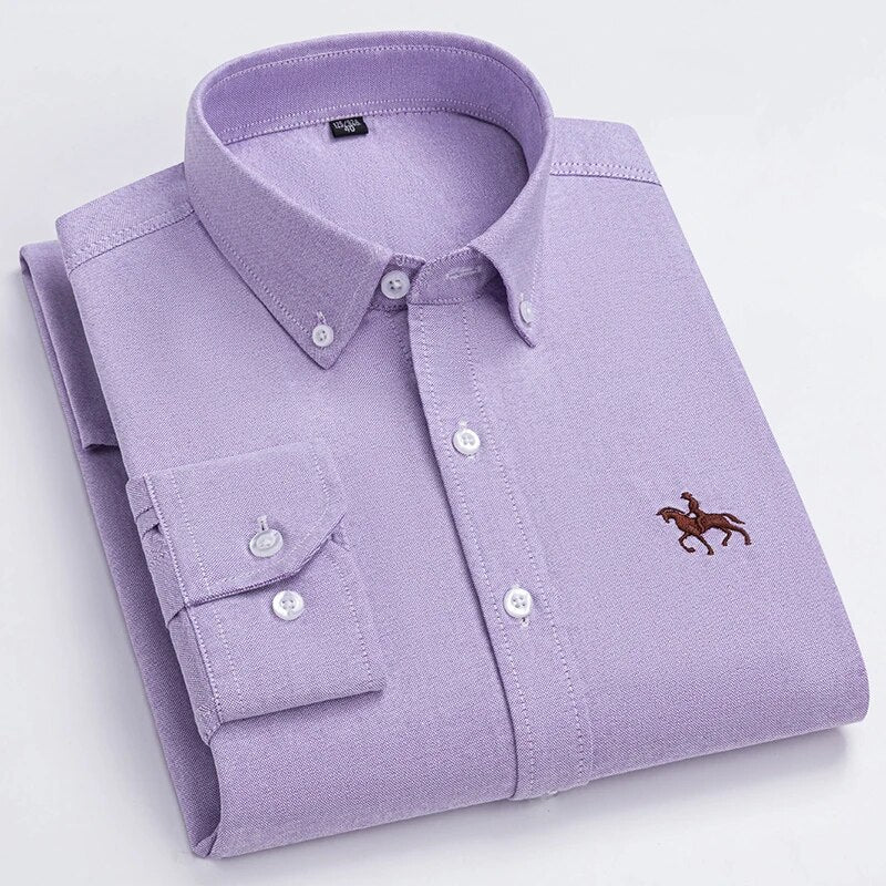 Men's Cotton Turn-Down Collar Full Sleeve Plain Pattern Shirt