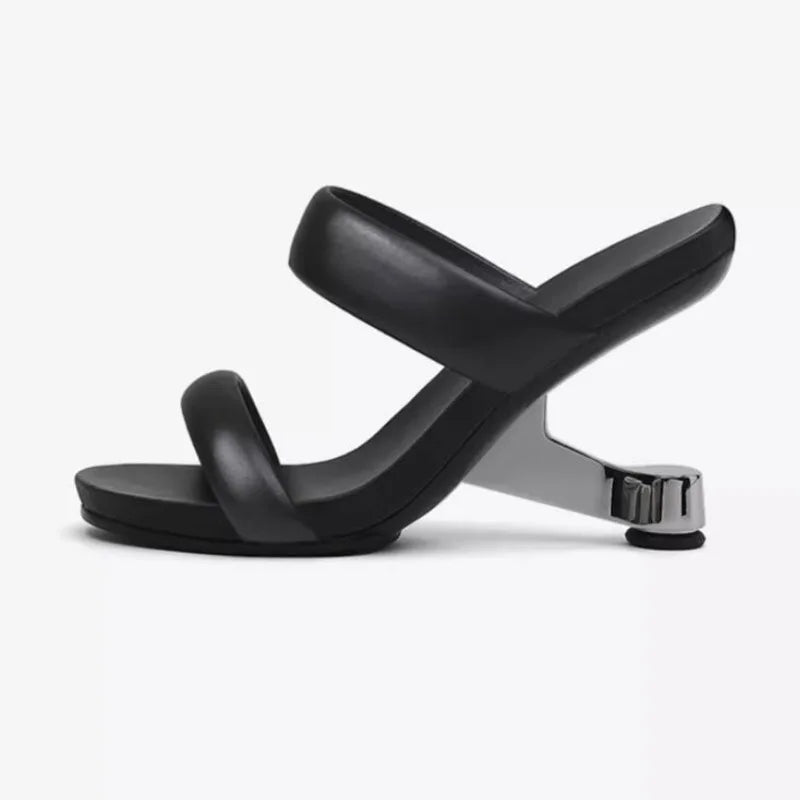 Women's Genuine Leather Peep Toe Slip-On Closure Trendy Slippers