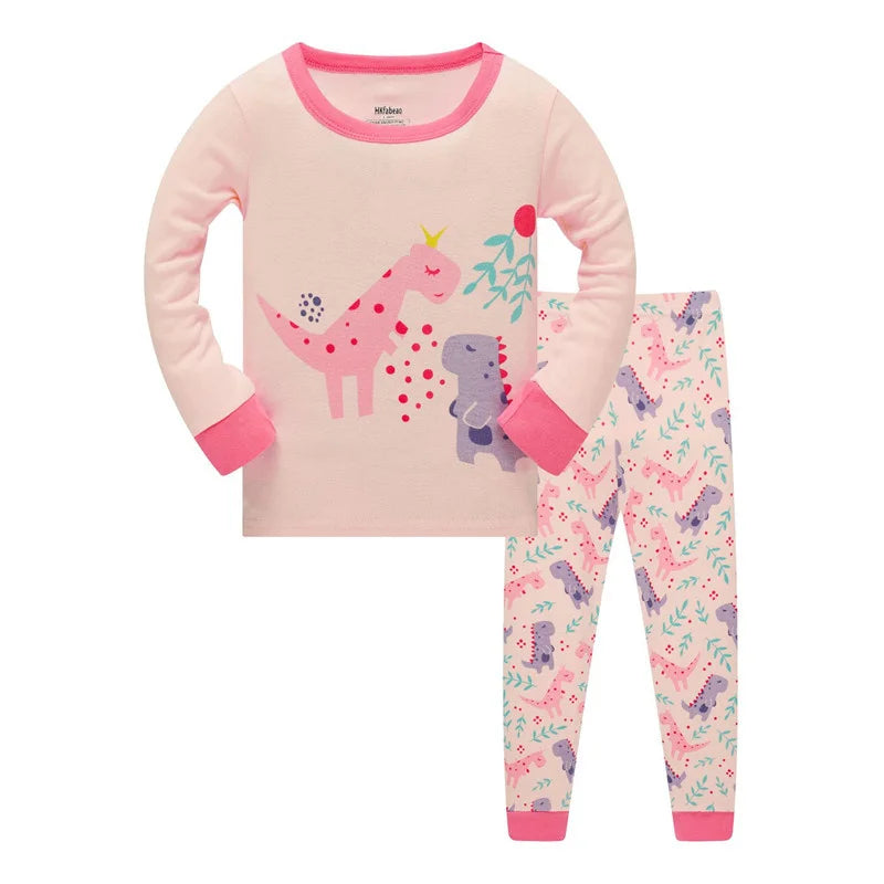 Kid's Girl Spandex O-Neck Long Sleeve Trendy Sleepwear Pajama Set