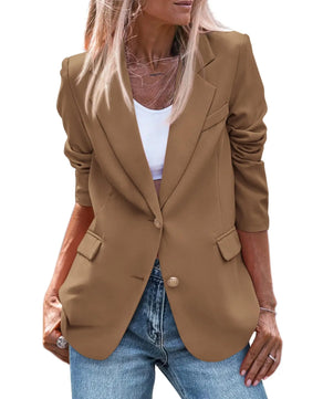 Women's Notched Collar Long Sleeve Single Breasted Casual Blazer