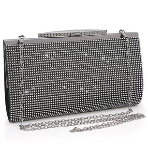 Women's Metallic Hasp Closure Rhinestone Trendy Wedding Clutch