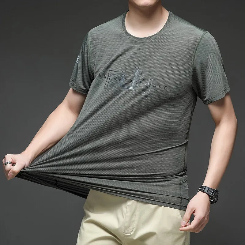 Men's Polyester Short Sleeve Pullover Closure Sportswear T-Shirt