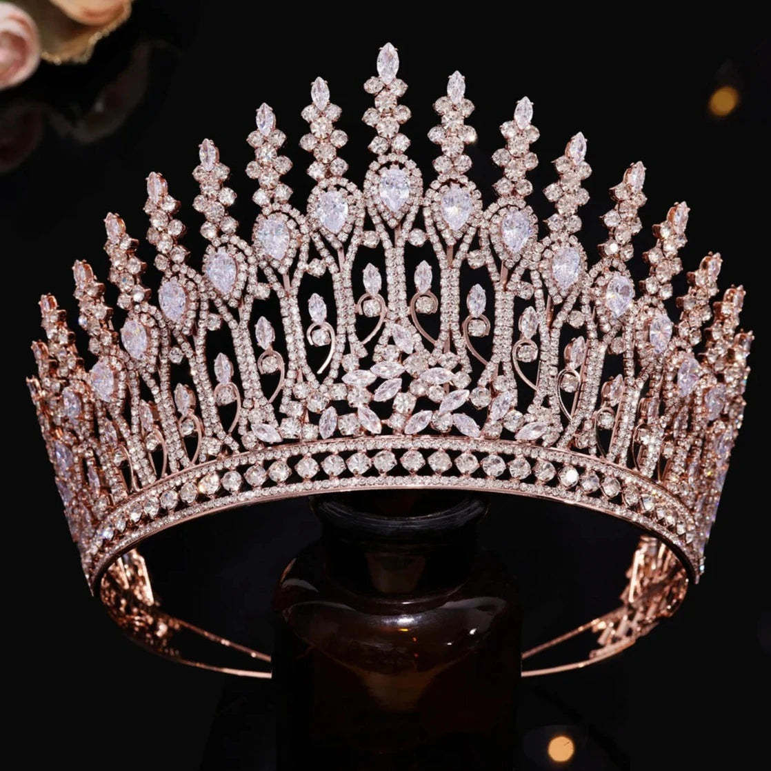 Women's Copper Plant Pattern Tiaras Elegant Bridal Wedding Crown