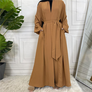 Women's Arabian Polyester Long Sleeve Solid Pattern Elegant Abaya