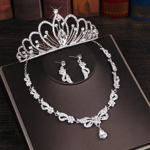 Women's Zinc Alloy Rhinestone Butterfly Bridal Crown Jewelry Sets