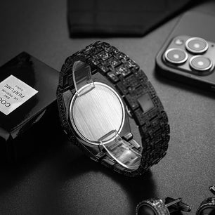 Men's Stainless Steel Push Button Hidden Clasp Luxury Watches